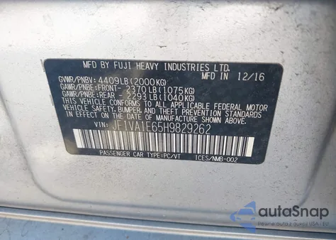 2017 Subaru Wrx Premium из США, поврежденный, VIN JF1VA1E65H9829262